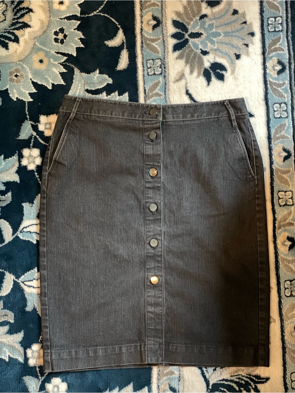 Madison Studio Charcoal Button-Front Pencil Skirt
